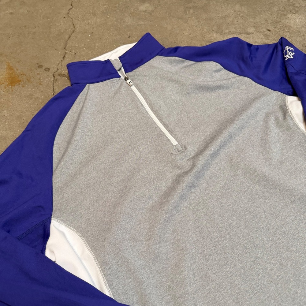 FootJoy 1/4 Zip Pullover Mens Medium Gray Purple Performance Golf Shirt 1007943 - Picture 3 of 8